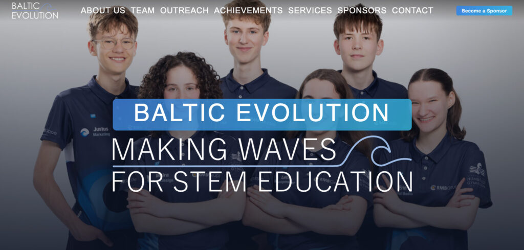 Screenshot der Startseite des Teams Baltic Evolution